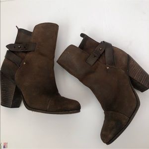 Rag & Bone Harrow Brown Leather Bootie Size 6
